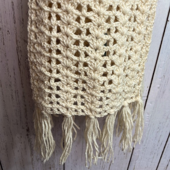 John Malloy Pure Virgin Wool Cream Winter Scarf - Picture 3 of 6